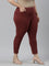 Women Solid Light Maroon Mid Rise Cropped Jeggings