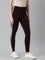 Brown Cotton Stretch Side Stripes Active Leggings
