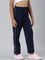 Girls Navy Side Stripe Mid Rise Track Pants