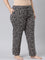 Black Cotton Knit Printed Lounge Pants