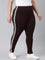 Brown Cotton Stretch Side Stripes Active Leggings