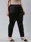 Women Solid Black Mid Rise Shiny Pants