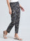 Black Cotton Knit Printed Lounge Pants
