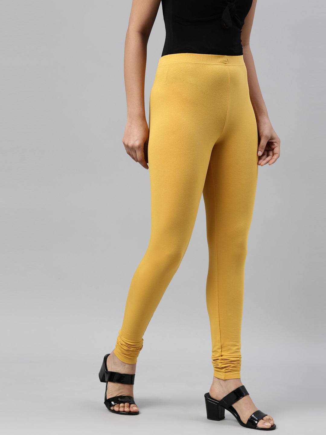 Women Golden Yellow Cotton Churidar Leggings – Cherrypick