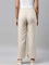 Women Solid Beige Linen Cargo Pant