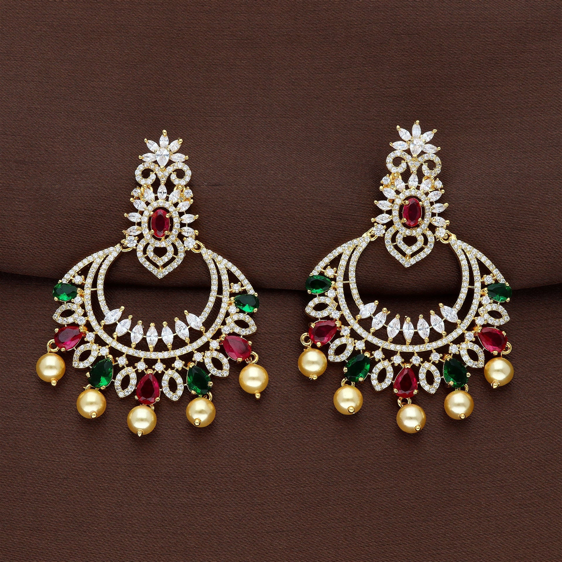 Zirconia Chandbali Earrings