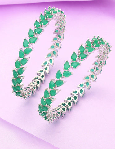 Designer Zirconia Green Bangles ZBGL10128