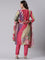 Magenta Dola silk embroidered with work three piece set
