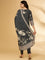 Grey Muslin Floral Printed Three Piece Set