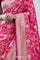 French Pink Banarasi Silk Saree With Floral Jaal
