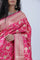 French Pink Banarasi Silk Saree With Floral Jaal