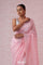 Flamingo Pink Organza Saree With Hand Embroidery