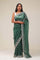 Bottle Green Handcrafted Organza Saree