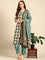Beige block printed suit set with duppata