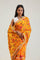 Amber Yellow Jaali Crafted Organza Saree