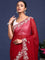 Maroon Organza Aari Embroidery Saree