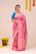 Flamingo Pink Peaocok Banarasi Silk Saree