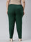 Women Solid Bottle Green Cotton Pencil Pant