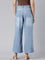 Women Solid Light Blue High Rise Wide Jeans