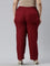 Women Solid Bright Red Viscose Mid Rise Casual Pants