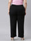 Women Solid Black Mid Rise Casual Rib Pants