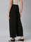 Women Solid Black Crepe Wide Pants