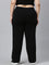 Women Solid Black Mid Rise Track Pant