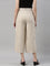 Women Solid Beige Linen Mid Rise Culottes