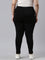 Women Black Knit Cotton Side Stripe Active Leggings