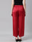 Women Solid Cherry Mid Rise Shiny Palazzos