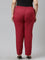 Women Solid Light Maroon Mid Rise Cotton Pants