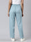 Women Solid Dusty Blue Viscose Mid Rise Casual Pants