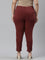 Women Solid Light Maroon Mid Rise Cropped Jeggings