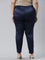 Women Solid Navy Mid Rise Shiny Pants