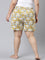 Women Printed Yellow Cotton Knit Lounge Shorts