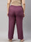 Women Solid Dark Purple Viscose Mid Rise Casual Pants