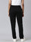 Women Solid Black Mid Rise Cotton Casual Joggers