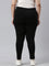 Women Black Cotton Knit Side Stripe Active Leggings