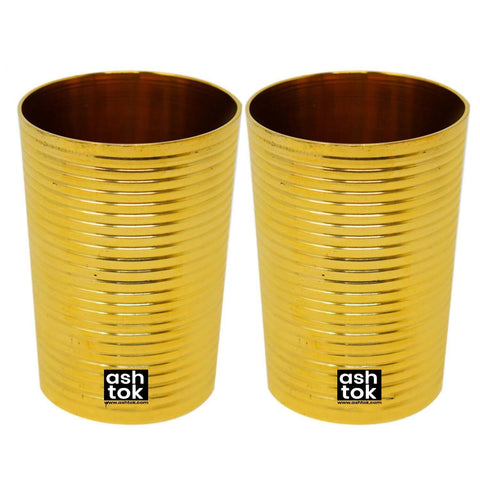 Pure Brass/Pital Glass Tumbler, Traditional/Modern Embossed Design