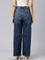 Women Solid Blue High Rise Wide Jeans