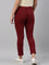 Women Solid Light Maroon Mid Rise Cropped Jeggings