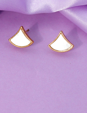 Designer Ivory Fan Shell Stud Earrings