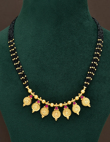 Designer Black Crystal Kasu Mangalsutra