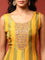 Mustard and green striped silk embroidered anarkali set