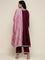 Magenta silk embroidered Three piece set with contrast dupatta