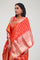 Cadmium Red Kanjivaram Silk Jaal Saree