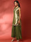 Green banarasi silk embroidered short kurta and palazoo Three piece set