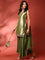 Green banarasi silk embroidered short kurta and palazoo Three piece set