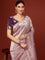 Lilac Tissue Hand Embroidery Saree With Stone Work Readymade Blouse
