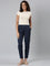 Women Navy Stripe Linen Pencil Pants